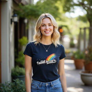 I Used to Care Retro Rainbow Tee — Sarcastic Happy Women's Graphic T-Shirt