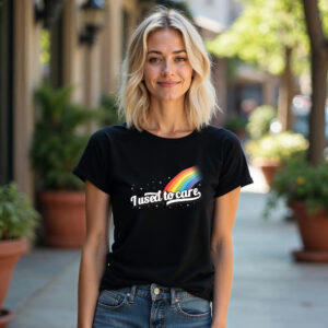 I Used to Care Retro Rainbow Tee — Sarcastic Women's Casual T-Shirt